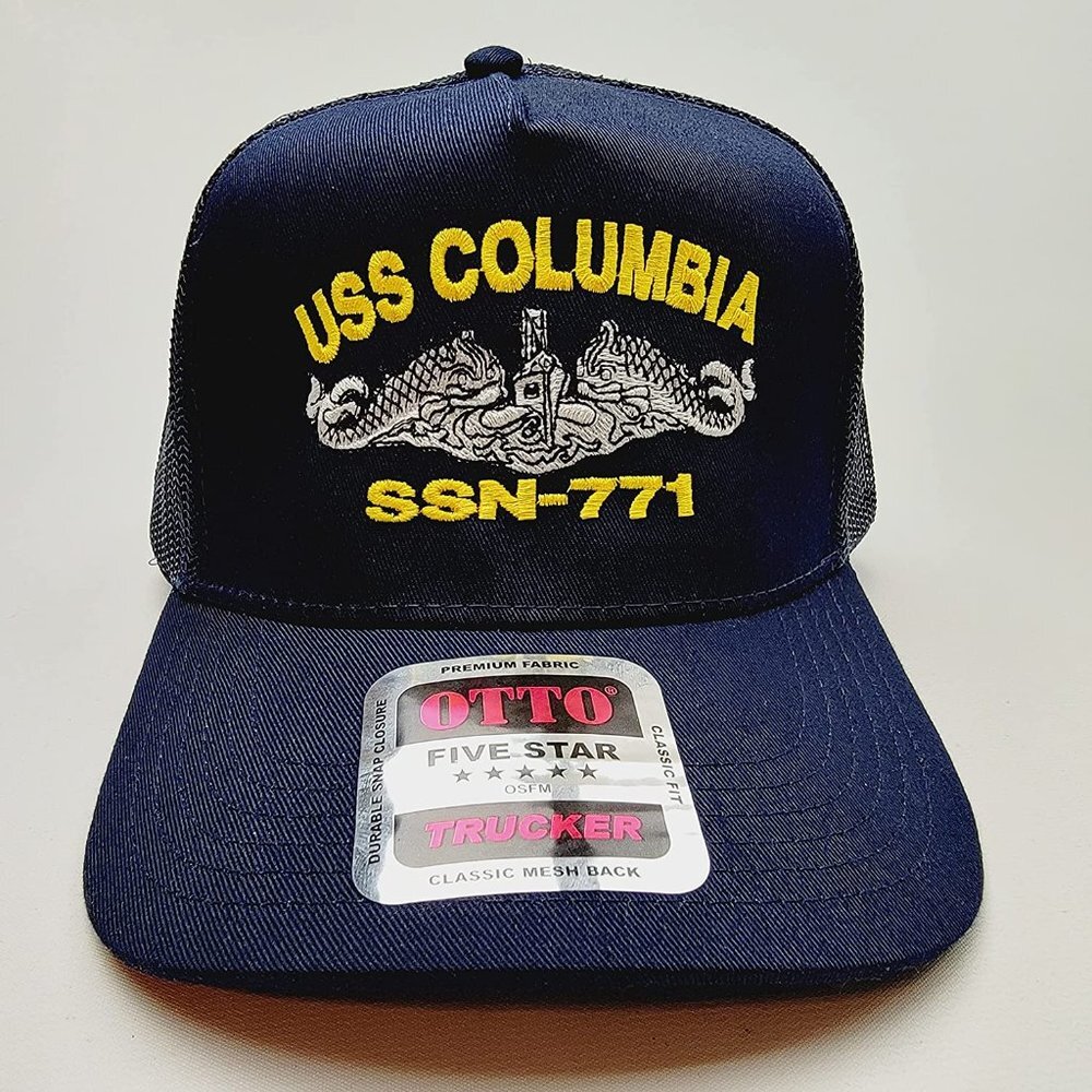 USS COLUMBIA SSN-771 Submarine Service Hat Cap Mesh Snapback Blue